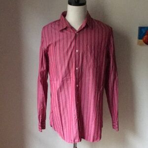 Banana Republic Striped Button Down Shirt in 100% Red Cotton (sz XL)